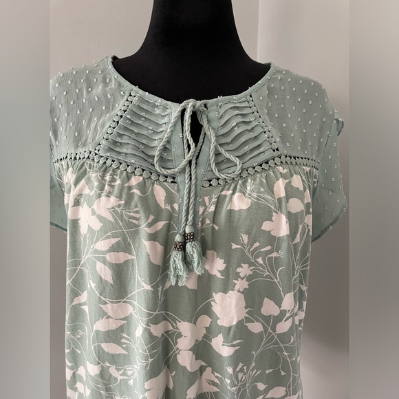 Daniel Rainn Short Sleeved Blouse - Seafoam Green/White - Size XL - Picture 5 of 14